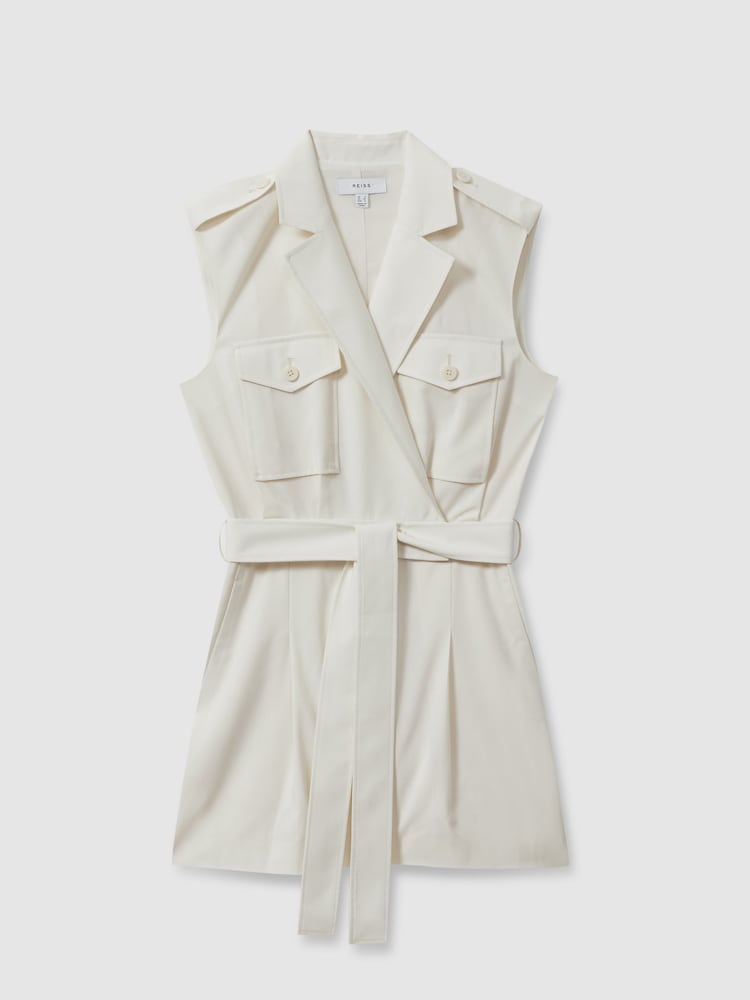 Reiss Ivory Rory Wool Blend Double Breasted Playsuit - Image 2 of 6
