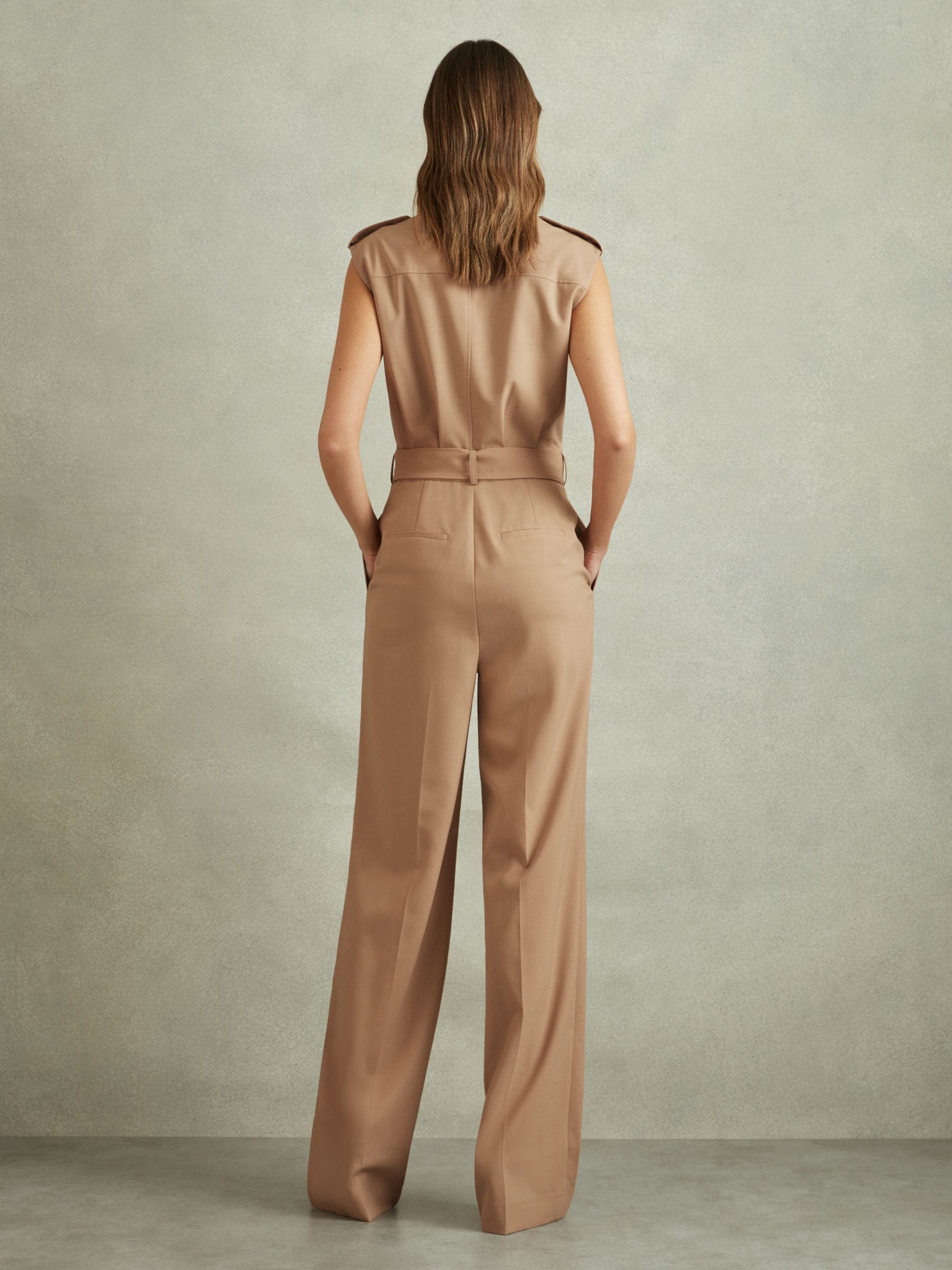 REISS☆Wool Blend Double Breasted Belted Jumpsuit【UK発】 Buy Reiss Stone Luisa Wool Blend Double Breasted Belted