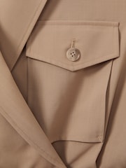 Reiss Stone Luisa Wool Blend Double Breasted Belted Jumpsuit - Image 5 of 5