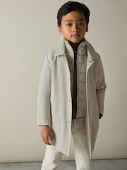 Reiss Stone Logan 3-9 yrs Gabardine Coat with Removable Gilet - Image 1 of 4