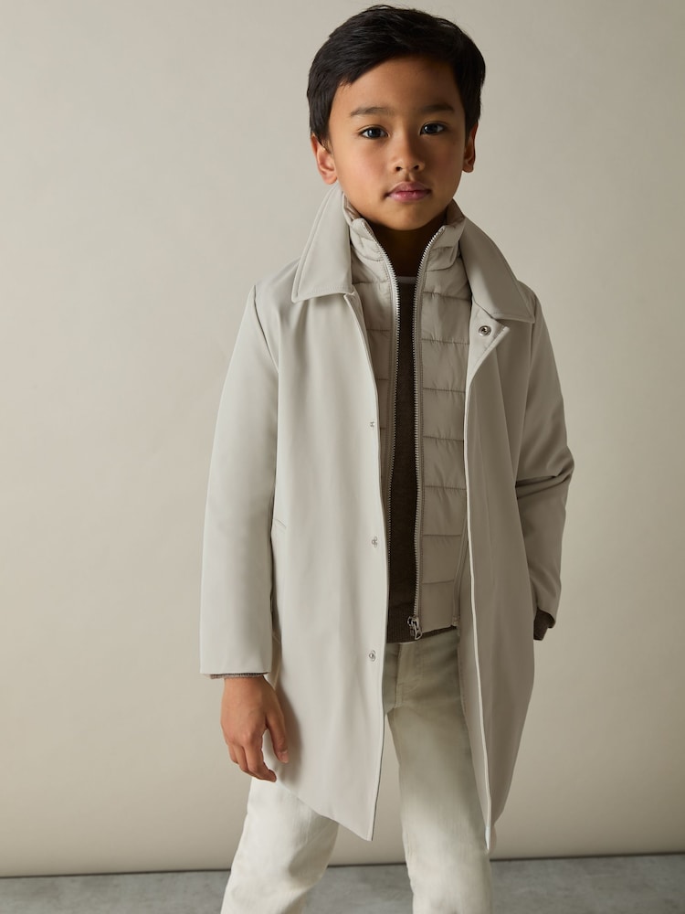 Reiss Stone Logan 3-9 yrs Gabardine Coat with Removable Gilet - Image 1 of 4