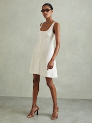 Reiss Ivory Dorothea Linen Broderie Mini Dress - Image 1 of 5