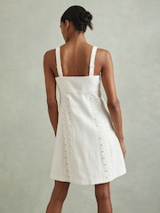 Reiss Ivory Dorothea Linen Broderie Mini Dress - Image 4 of 5