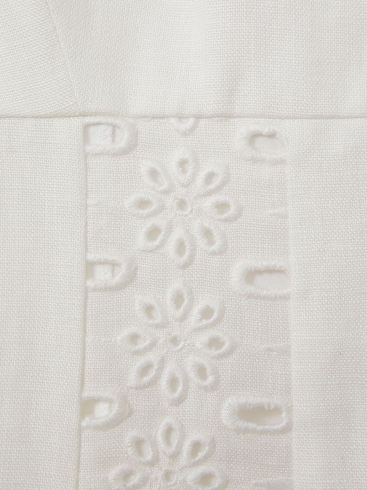 Reiss Ivory Dorothea Linen Broderie Mini Dress - Image 5 of 5