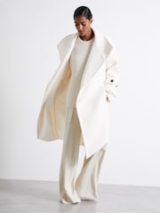 Creme - Casaco Reiss Evelyn Atelier de lã e caxemira com costura invisível - Imagem 1 de 7