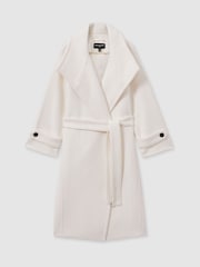Creme - Casaco Reiss Evelyn Atelier de lã e caxemira com costura invisível - Imagem 2 de 7