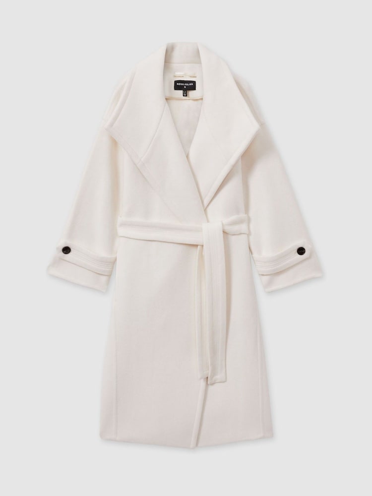 Creme - Casaco Reiss Evelyn Atelier de lã e caxemira com costura invisível - Imagem 2 de 7
