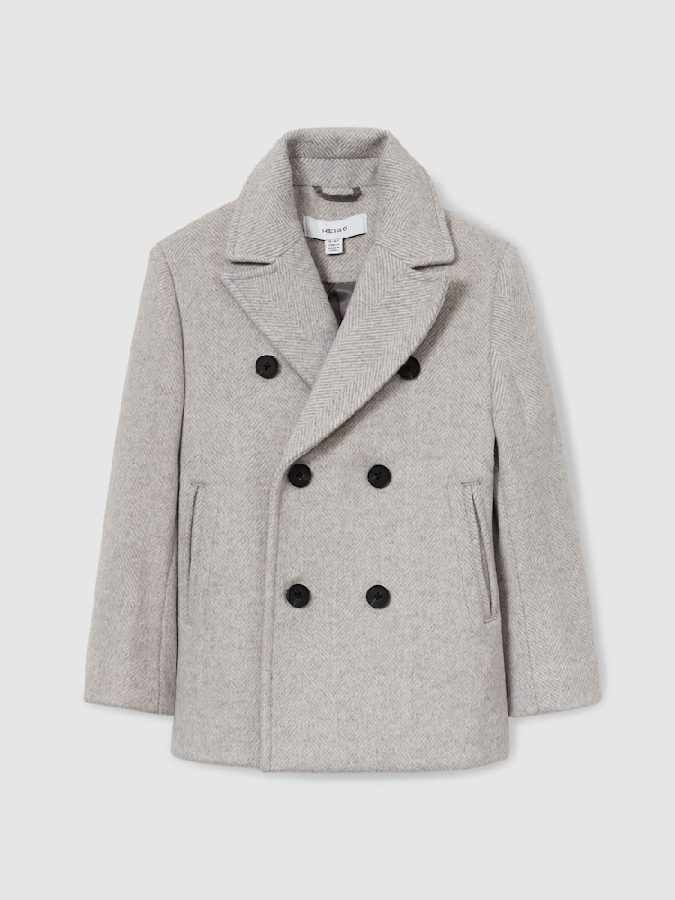 Gris melange suave - Reiss Bergamo Wool-Blend Twill Double-Breasted Coat - Imagen 2 de 4 Gris melange suave - Reiss Bergamo Wool-Blend Twill Double-Breasted Coat - Imagen 2 de 4