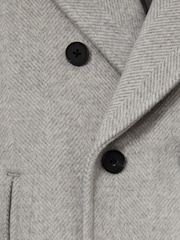 Reiss Soft Grey Melange Bergamo 3-9 yrs Wool-Blend Twill Double-Breasted Coat - Image 4 of 4