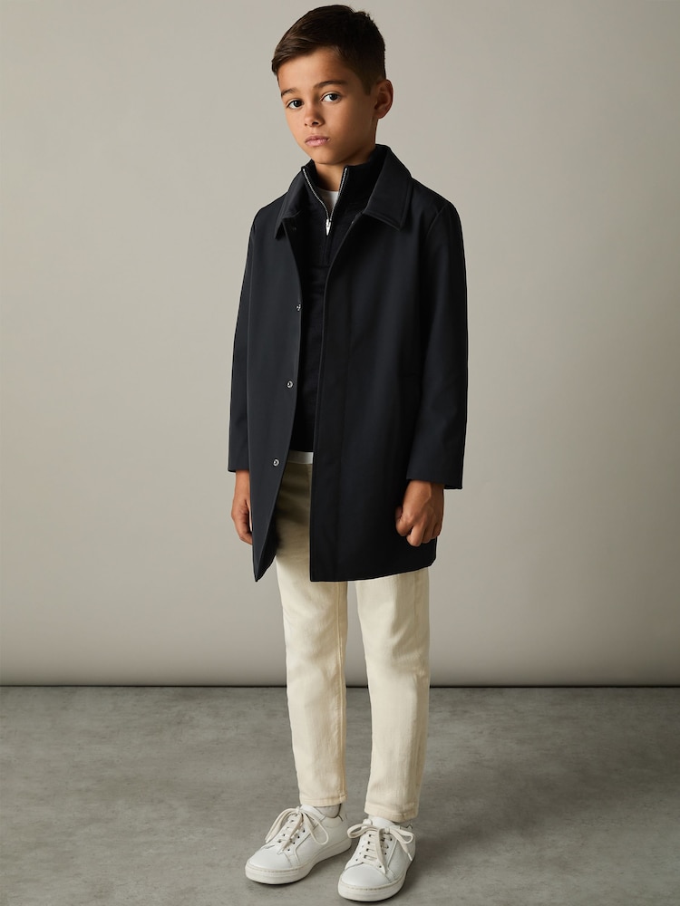 Reiss Navy Logan 3-9 yrs Gabardine Coat with Removable Gilet - Image 1 of 4
