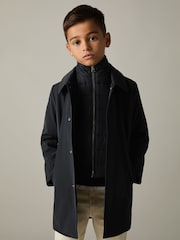 Reiss Navy Logan 3-9 yrs Gabardine Coat with Removable Gilet - Image 3 of 4