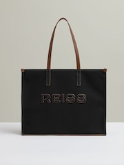 Reiss Black Lola Canvas Logo Tote - Image 1 of 4