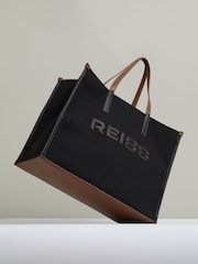 Reiss Black Lola Canvas Logo Tote - Image 3 of 4
