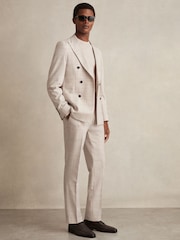 Reiss Stone Oe Belmondo Check Regular-Fit Suit Trousers - Image 1 of 6