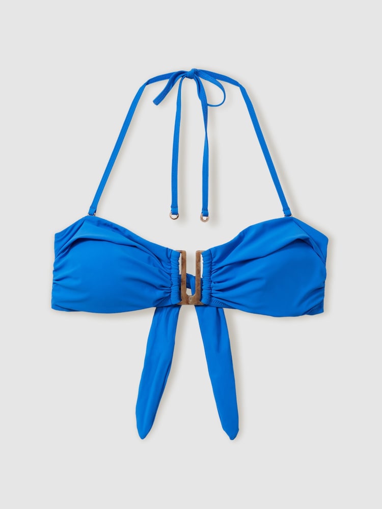 Reiss Blue Carina Gathered Bandeau Bikini Top - Image 2 of 5 Reiss Blue Carina Gathered Bandeau Bikini Top - Image 2 of 5