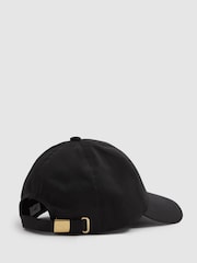 Reiss Black Nicole Adjustable Embroidered Logo Baseball Cap - Image 3 of 4