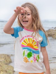Frugi Girls Conservation Raglan White T-Shirt - Image 1 of 4