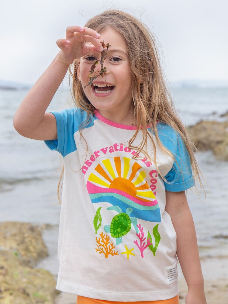 Frugi Girls Conservation Raglan White T-Shirt - Image 1 of 4