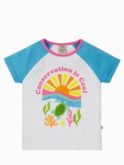 Frugi Girls Conservation Raglan White T-Shirt - Image 2 of 4