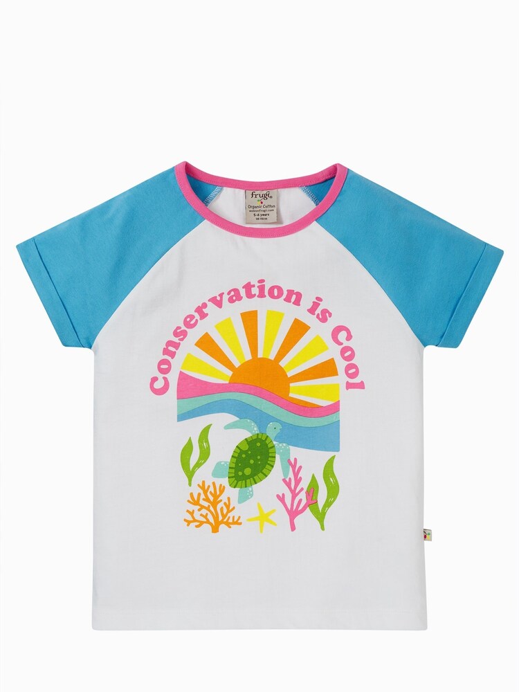 Frugi Girls Conservation Raglan White T-Shirt - Image 2 of 4