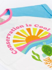 Frugi Girls Conservation Raglan White T-Shirt - Image 3 of 4