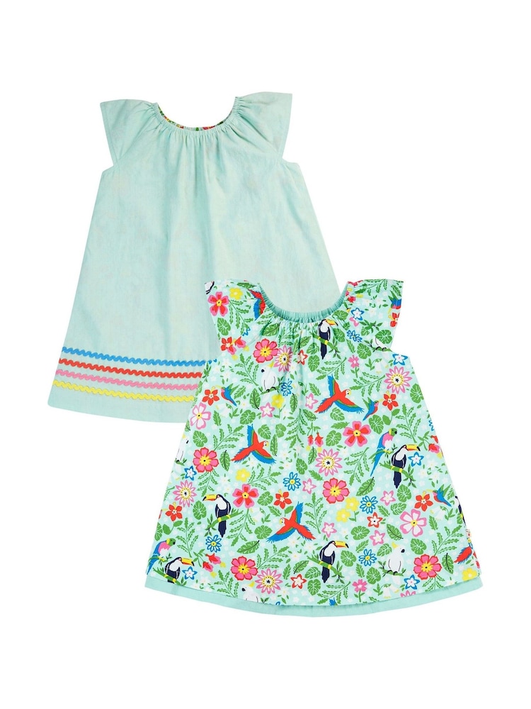 Frugi Green Birds Reversible Dress - Image 1 of 6 Frugi Green Birds Reversible Dress - Image 1 of 6