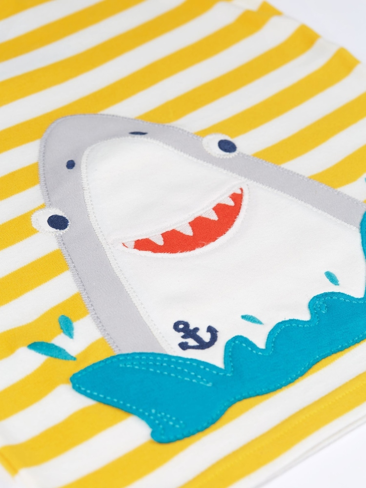 Frugi Yellow Shark Applique T-Shirt - Image 3 of 3