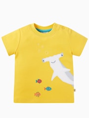 Frugi Yellow Shark Applique T-Shirt - Image 1 of 3
