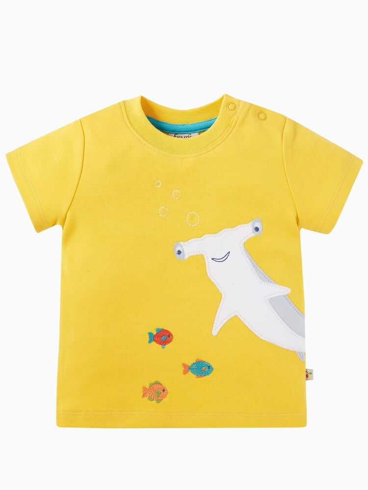 Frugi Yellow Shark Applique T-Shirt - Image 1 of 3