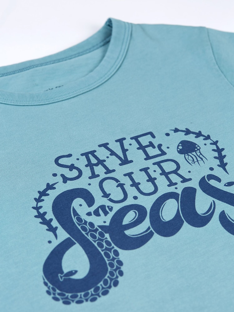 Frugi Blue Save Our Seas T-Shirt - Image 3 of 3 Frugi Blue Save Our Seas T-Shirt - Image 3 of 3