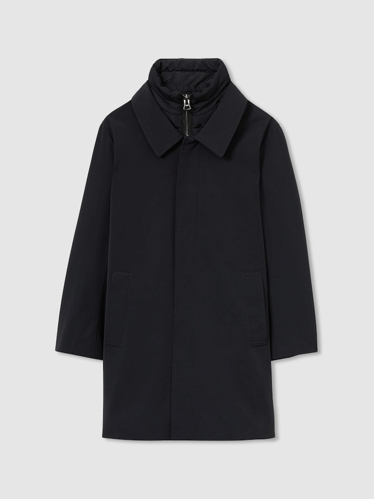Reiss Navy Logan 13-14 yrs Gabardine Coat with Removable Gilet - Image 1 of 4