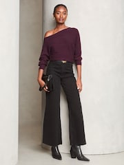 Lipsy Red Cable Detail Slash Batwing Knitted Jumper - Image 1 of 4