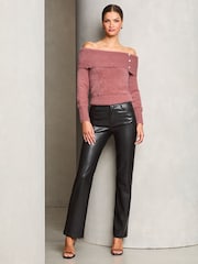 Lipsy Pink Off The Shoulder Knitted Jumper - Image 1 of 4