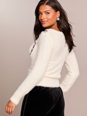 Lipsy Candy Cane Christmas Slogan Crew Neck Knitted Jumper - Image 4 of 4