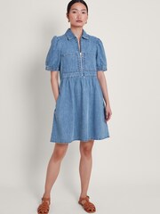 Monsoon Blue Adeena 100% Cotton Denim Dress - Image 2 of 4