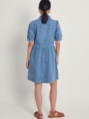 Monsoon Blue Adeena 100% Cotton Denim Dress - Image 3 of 4