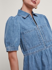 Monsoon Blue Adeena 100% Cotton Denim Dress - Image 4 of 4