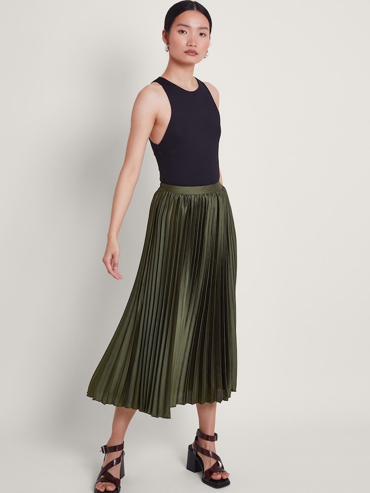 Monsoon Green Evelyn Pleated Skirt - Image 2 of 4