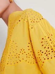 Monsoon Yellow 100% Cotton Serena Broderie Top - Image 4 of 4