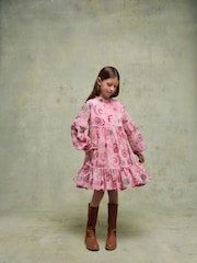 Chloé Pink Printed Long Sleeve Dress - Image 4 of 7