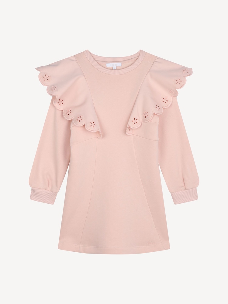 Chloé Pink Long Sleeve Jumper Dress With Frill Sleeves - Image 1 of 4