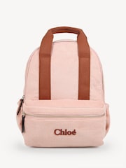 Chloé Pink Chunky Corduroy Logo Backpack - Image 1 of 6