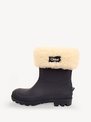 Chloé Blue Sherpa Fleece Lined Logo Wellies - Image 2 of 7