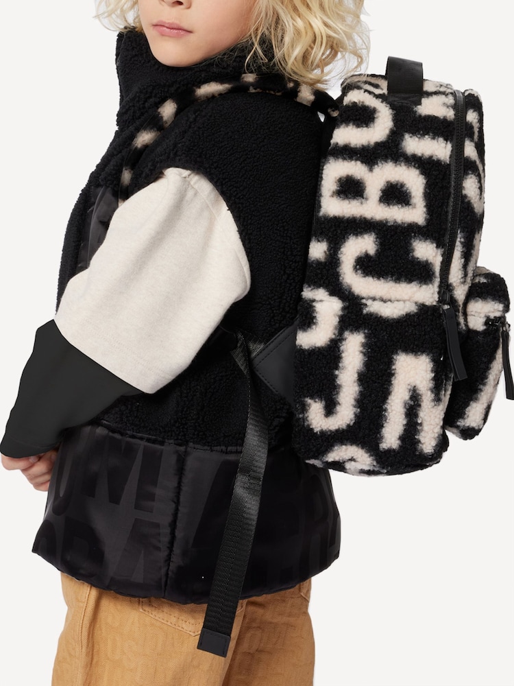 Marc Jacobs All Over Logo Faux Shearling Black Backpack - Image 2 of 9