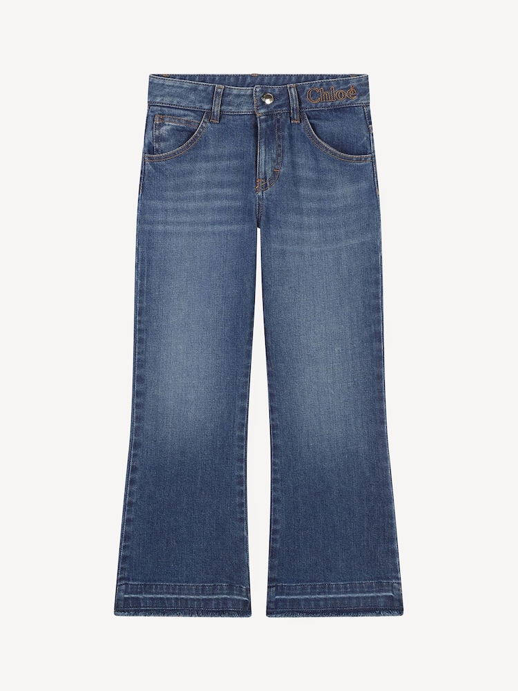 Chloé Blue Wide Leg Denim Jeans With Logo - Image 1 of 3