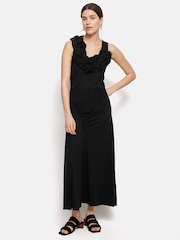 Jigsaw Black Ruffle Trim Jersey Top - Image 3 of 6