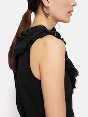 Jigsaw Black Ruffle Trim Jersey Top - Image 4 of 6