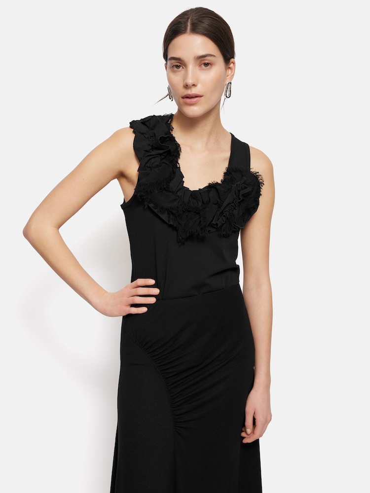 Jigsaw Black Ruffle Trim Jersey Top - Image 6 of 6 Jigsaw Black Ruffle Trim Jersey Top - Image 6 of 6