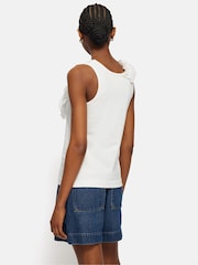 Jigsaw White Ruffle Trim Jersey Top - Image 5 of 5
