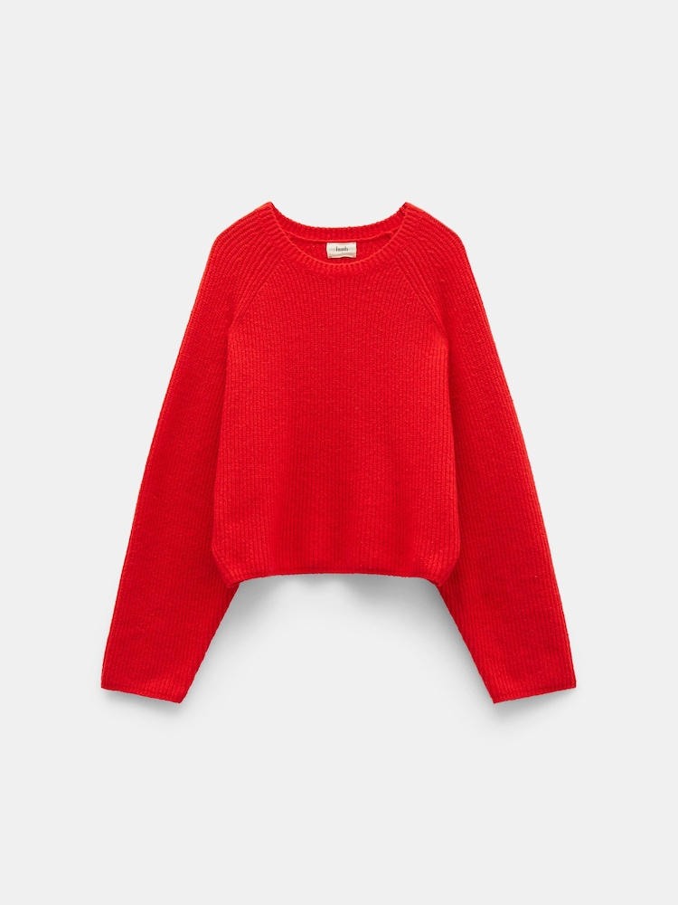Hush Red Tamar Deep Raglan Ribbed Knitted Crew Jumper - Image 5 of 5 Hush Red Tamar Deep Raglan Ribbed Knitted Crew Jumper - Image 5 of 5